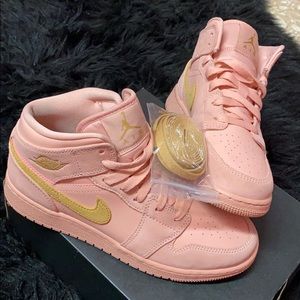 Mid Coral Gold Jordan 1s